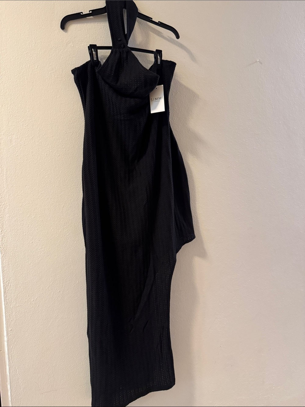S. MNL Black Asymmetrical One-Shoulder Dress